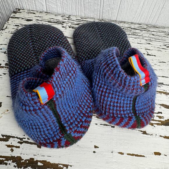 Bombas Gripper Slipper Merino Wool Blend Size Large Blue Green Red Pull On Sock - Picture 7 of 8